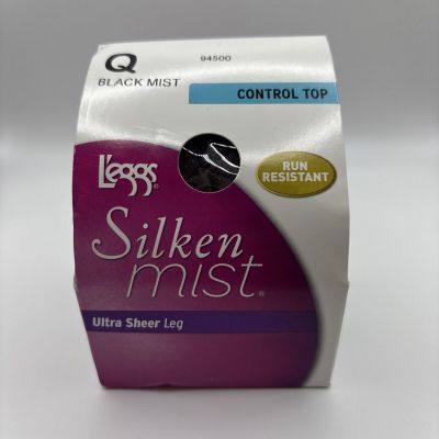 L'eggs Silken Mist Ultra Sheer Leg Run Resistant Black Mist Hosiery Q Large